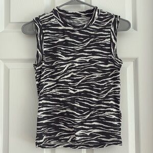 AllSaints Black and White Zebra Print Sleeveless Tank